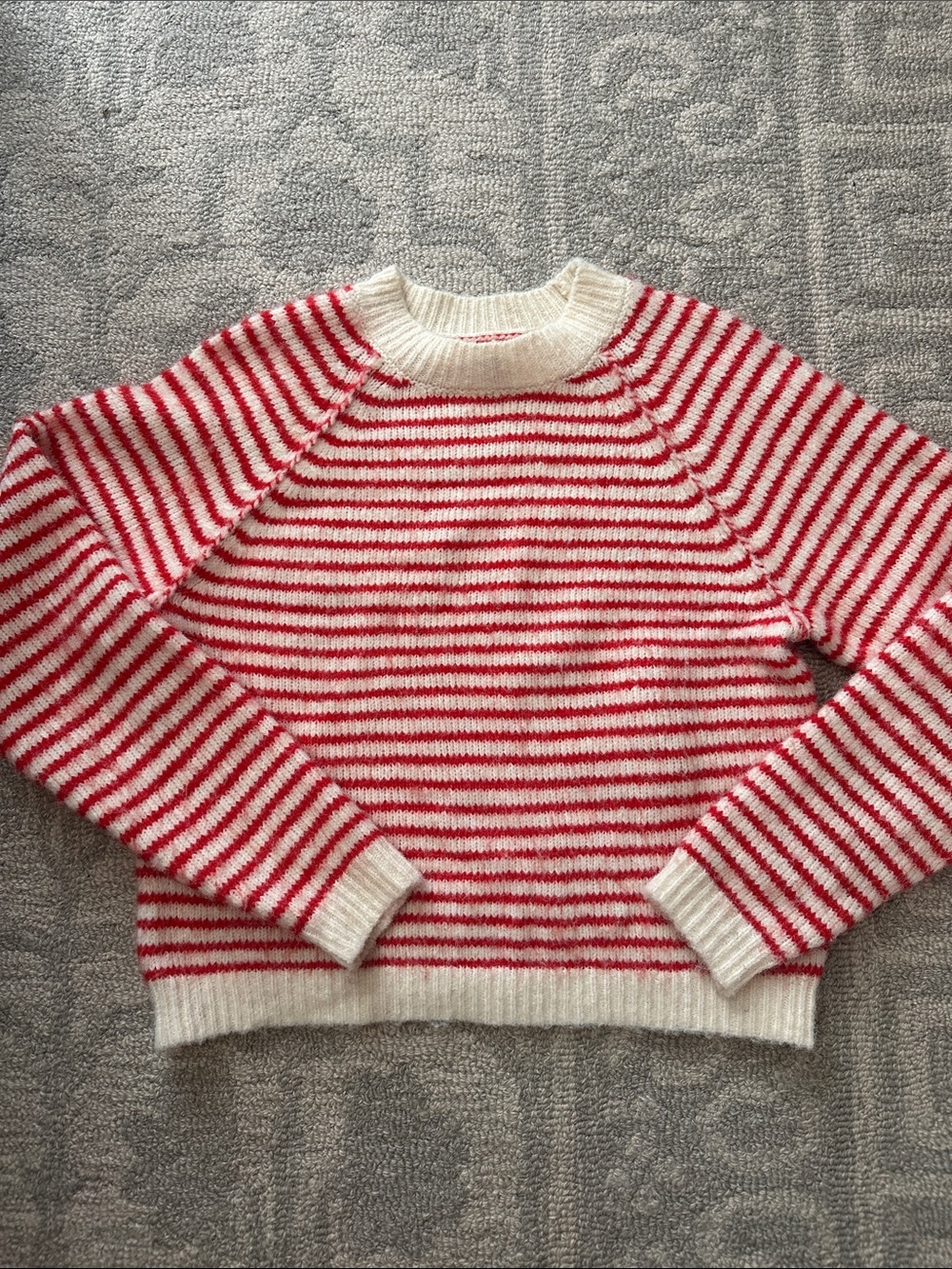 American Eagle Red & Cream Striped Sweater | XS